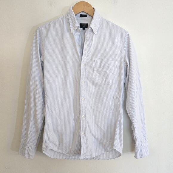 J. Crew Size S Blue and White Stripe Oxford Slim Dress Button Down Shirt Mens - Picture 1 of 7